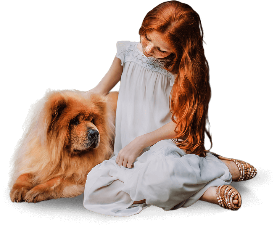girl with dog